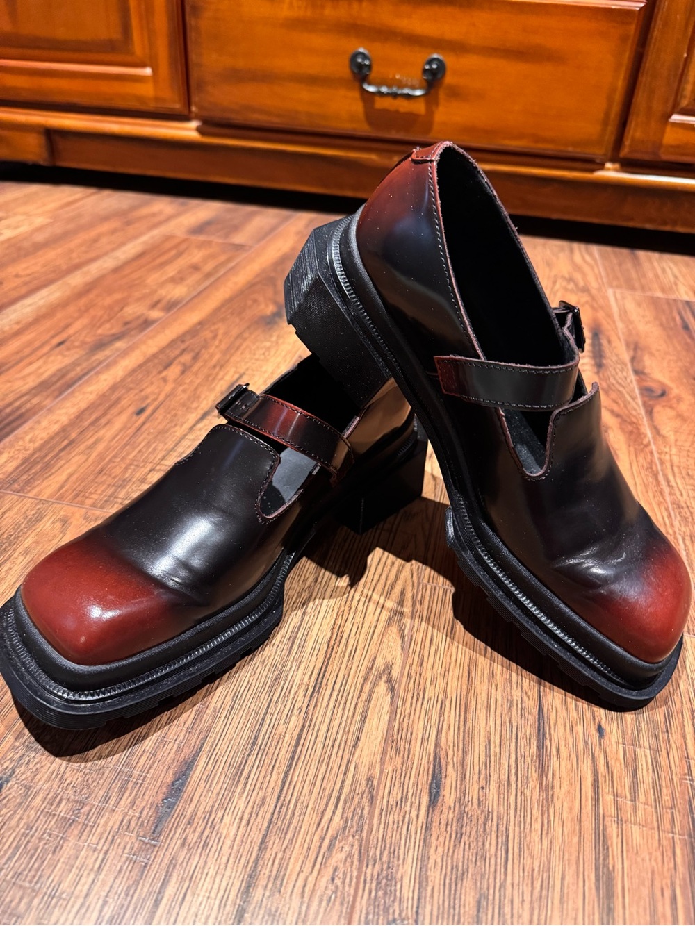 Dr. Martens Black & Burgundy Leather Maryjane Loafers